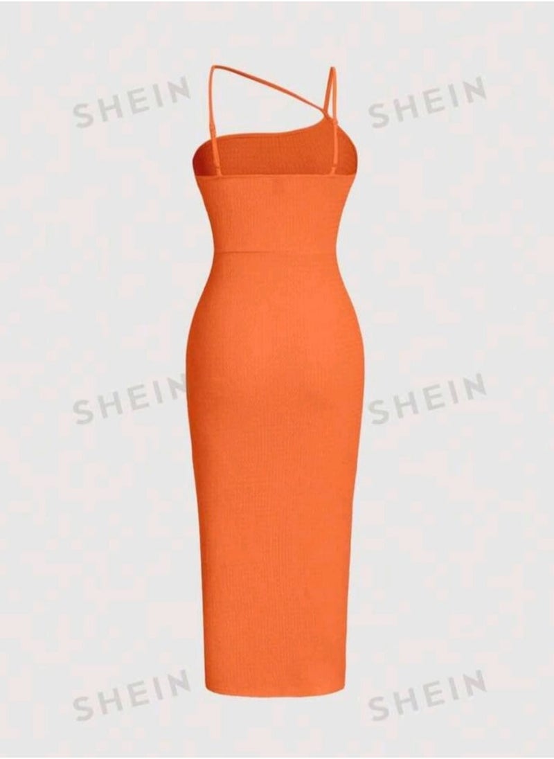 Shein - SHEIN MOD Solid Drawstring Split Thigh Dress - Image 1
