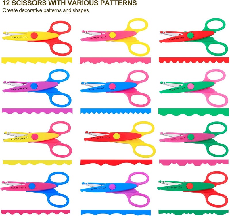UCEC Craft Scissors - Decorative Edge, 12 Pack, Colorful Color, Zig Zag & Pattern Scissors for Crafting & Scrapbooking - Image 3
