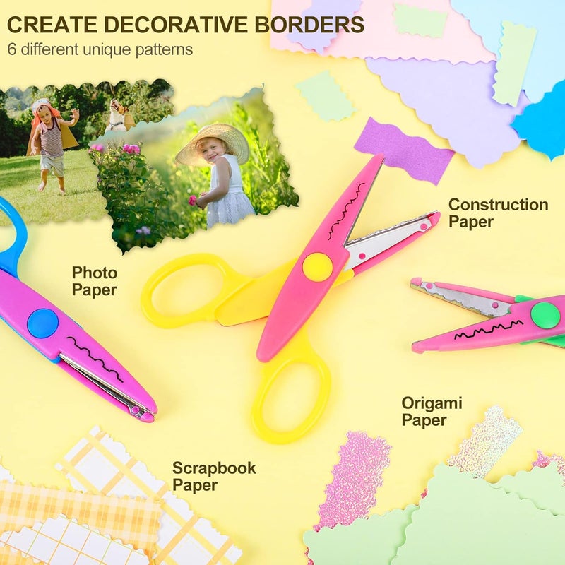 UCEC Craft Scissors - Decorative Edge, 12 Pack, Colorful Color, Zig Zag & Pattern Scissors for Crafting & Scrapbooking - Image 4