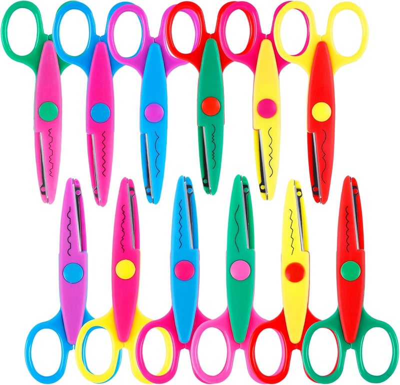 UCEC Craft Scissors - Decorative Edge, 12 Pack, Colorful Color, Zig Zag & Pattern Scissors for Crafting & Scrapbooking - Image 1