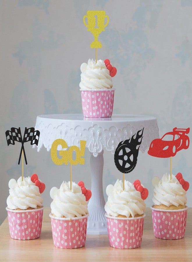 CYUXING 24Pcs Racing Car Cupcake Decoration,Cupcake Toppers Gifts Decorations Supplies, Fast Birthday Decorations for Man Suitable for Lively Birthday Party Events - Image 3