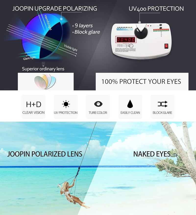 Joopin Square Sunglasses Men Women Polarized UV Protection Classic Trendy Lightweight Designer Sun Glasses for Driving Fishing Hiking Golf - Image 5