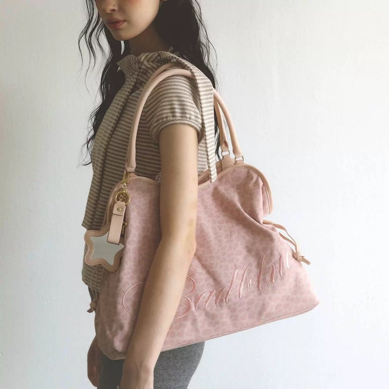 Korean Style Star Mirror Embroidery Leopard & Polka Dot Large Capacity Shoulder Tote Bag - Image 1