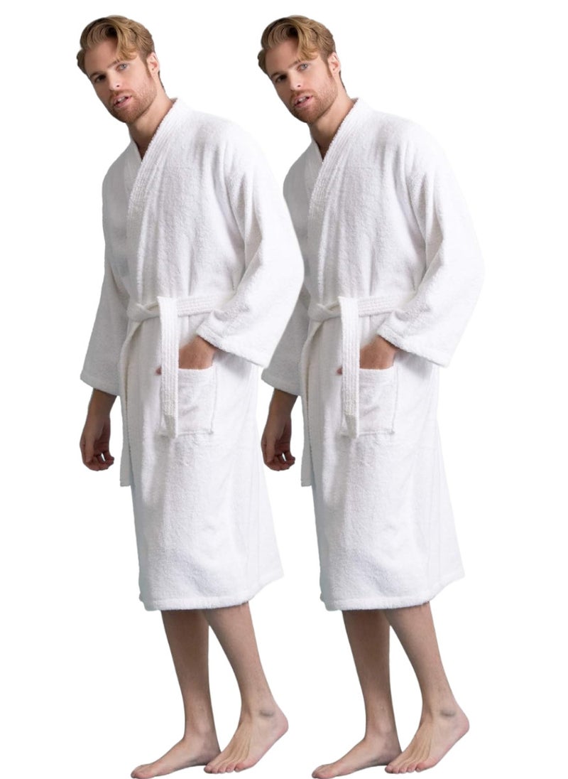 Blueberry 2 Pieces Terry Pattern Unisex Dressing Bathrobe Free Size Hotel And Spa - Image 1