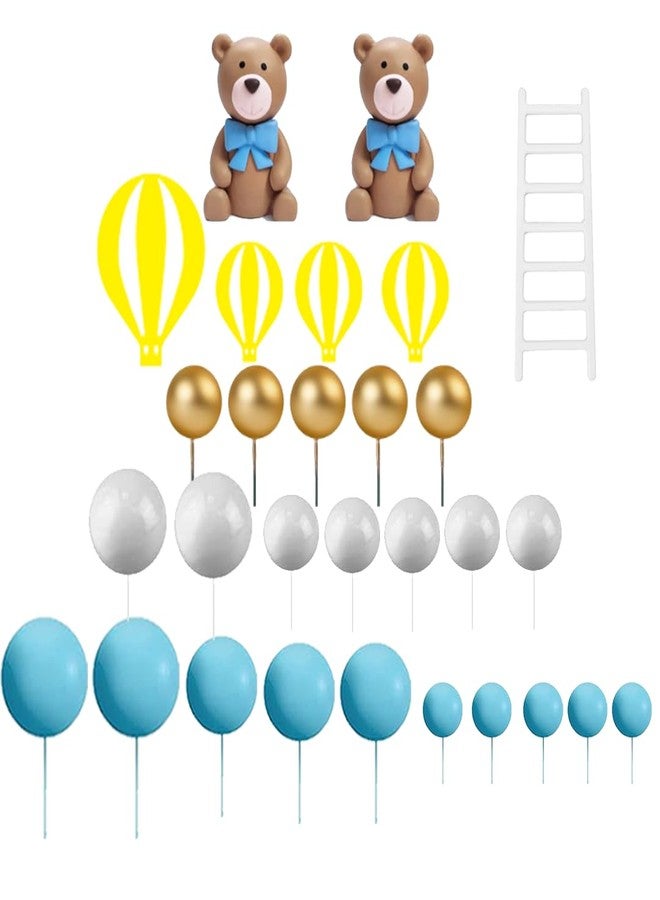 DiDida Blue Bear Hotair Balloon Birthday Cake Topper for Baby Shower & First Birthday - Image 2