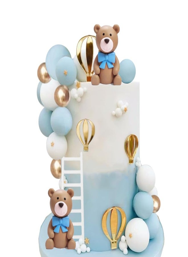 DiDida Blue Bear Hotair Balloon Birthday Cake Topper for Baby Shower & First Birthday - Image 1