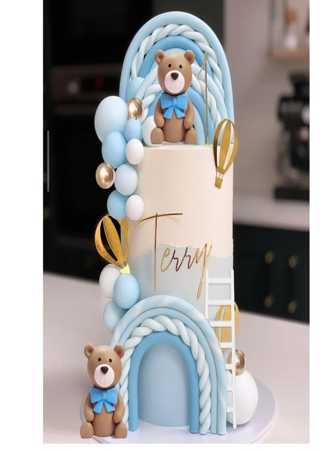 DiDida Blue Bear Hotair Balloon Birthday Cake Topper for Baby Shower & First Birthday - Image 3