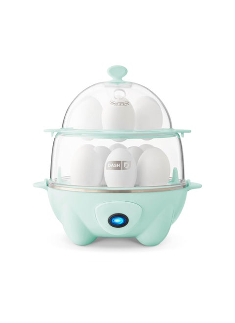 DASH Deluxe Rapid Egg Cooker for Hard Boiled Poached Scrambled Eggs Omelets Steamed Vegetables Dumplings  More 12 capacity with Auto Shut Off Feature  Aqua