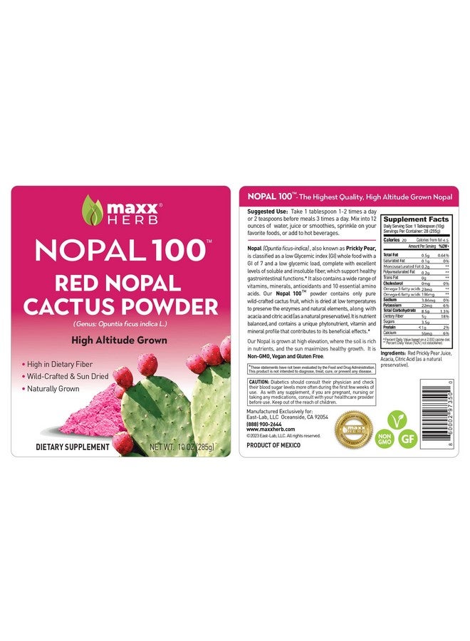Maxx Herb Red Nopal Cactus Powder, Prickly Pear Powder - for Digestion & Immune Support, High in Dietary Fiber, Vegan, Non-GMO and Gluten Free - 10 Oz Bag (28 Servings) - Image 5