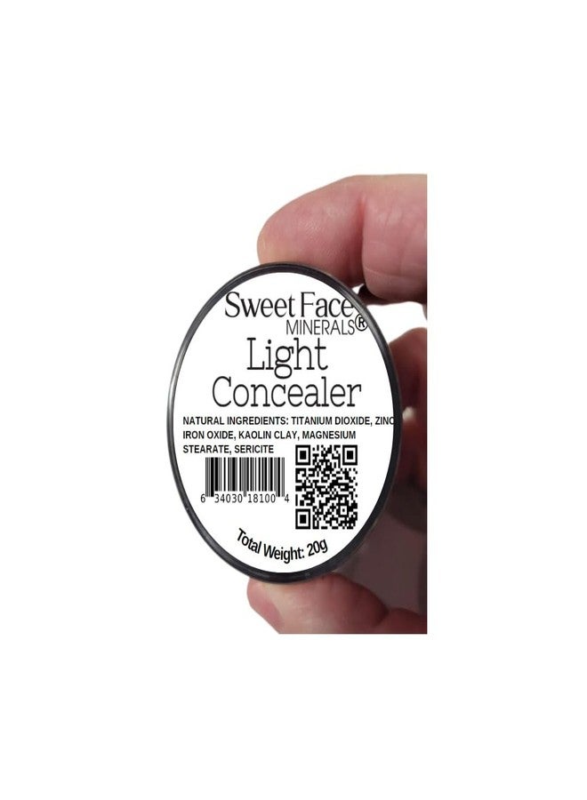 Sweet Face Minerals LIGHT CONCEALER with BLENDING BRUSH Mineral Makeup Matte Loose Corrector Powder Bare Face Cover Up Hide Blemishes Redness Under Eyes Dark Circles Scars Baked On Full Coverage SPF 20 - Image 2