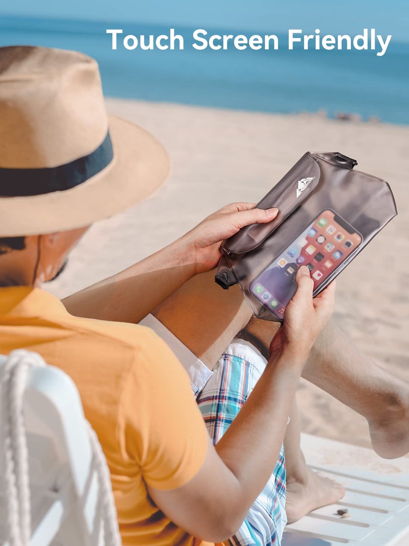 HEETA 2-Pack Waterproof Pouch with Waist Strap, Screen Touchable Dry Bag with Adjustable Belt for Phone Valuables for Kayaking Swimming Snorkeling Boating Fishing Surfing Beach (White & Grey) - Image 3