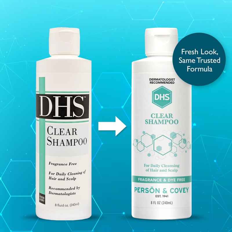 DHS Clear Shampoo - Womenâ€™s and Menâ€™s Shampoo for Sensitive Skin/Unscented, Cleans Hair and Treats Dry Scalp/Irritant-free, Paraben-free, Fragrance-free, and Dye-free / 8oz - Image 2