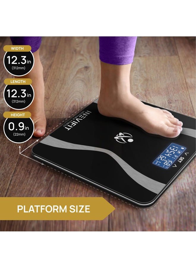 INEVIFIT ميزان تحليل الجسم - ميزان دقيق للغاية لتحليل تكوين الجسم الرقمي في الحمام، يقيس الوزن، الدهون، الماء، الكتلة العضلية وكتلة العظام لـ 10 مستخدمين. يشمل ضمان لمدة 5 سنوات. - Image 4