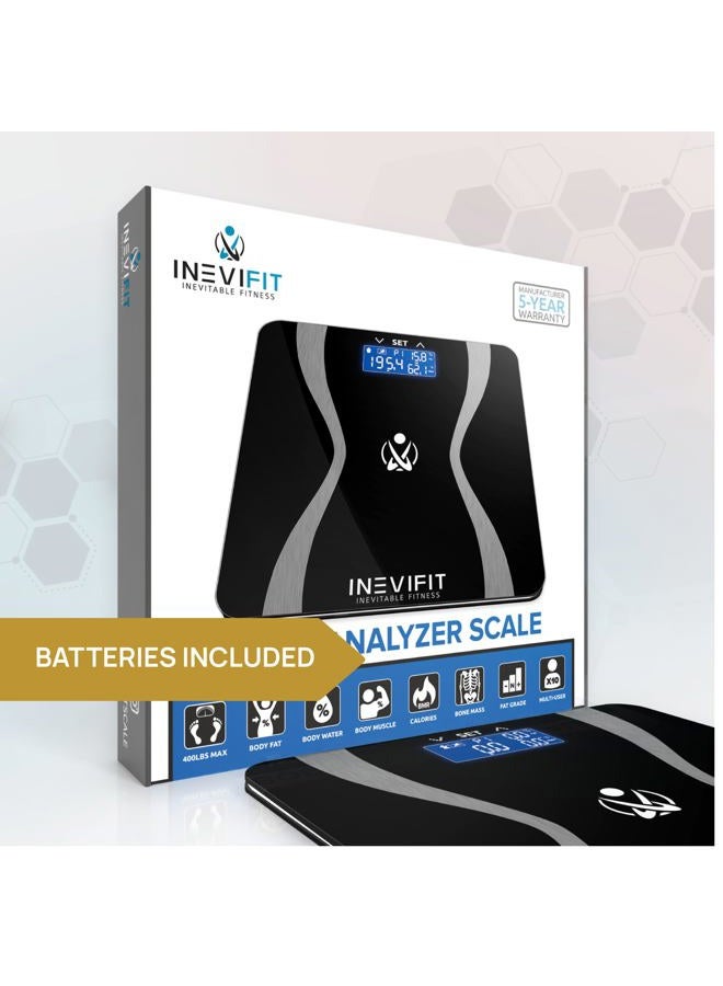 INEVIFIT ميزان تحليل الجسم - ميزان دقيق للغاية لتحليل تكوين الجسم الرقمي في الحمام، يقيس الوزن، الدهون، الماء، الكتلة العضلية وكتلة العظام لـ 10 مستخدمين. يشمل ضمان لمدة 5 سنوات. - Image 5
