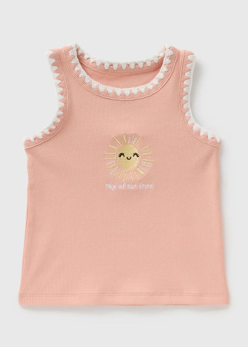 Matalan Girls Peach Sun Embroidered Vest