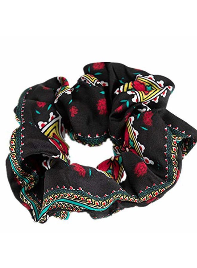 KINFENE 4 Pcs Boho Floral Prints Vivid Color Hair Scrunchies Big Pattern Hair Bobbles Elastics Ponytail Holders Hair Wrist Ties Bands Scrunchies for Sleep Show Dance Party Women Gift - Image 5