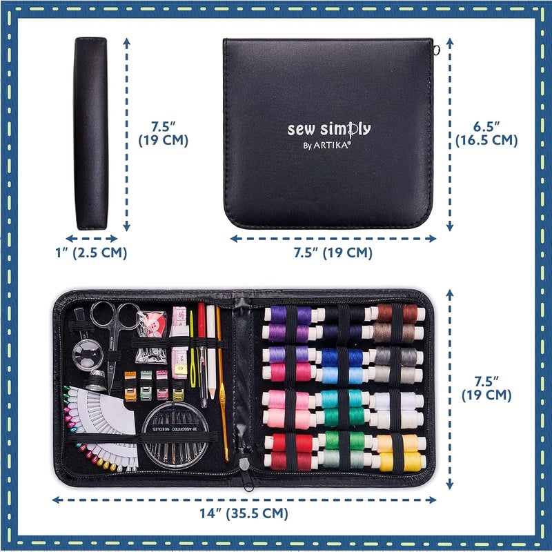ARTIKA Sewing Kit for Adults and Kids (94 PCS) - Small Beginner Set w/Multicolor Thread, Needles, Scissors, Thimble & Clips - Emergency Repair and Travel Kits - Sewing Accessories and Supplies - Image 4