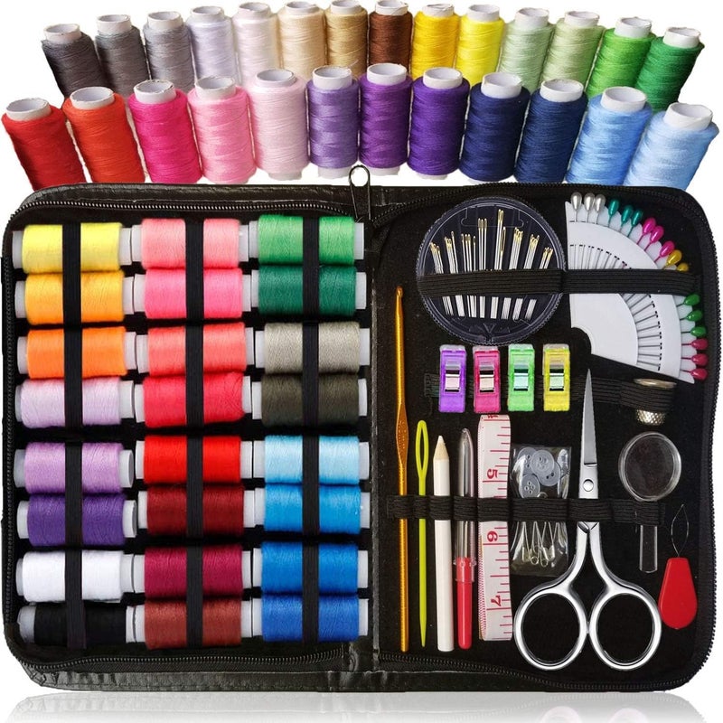 ARTIKA Sewing Kit for Adults and Kids (94 PCS) - Small Beginner Set w/Multicolor Thread, Needles, Scissors, Thimble & Clips - Emergency Repair and Travel Kits - Sewing Accessories and Supplies - Image 1