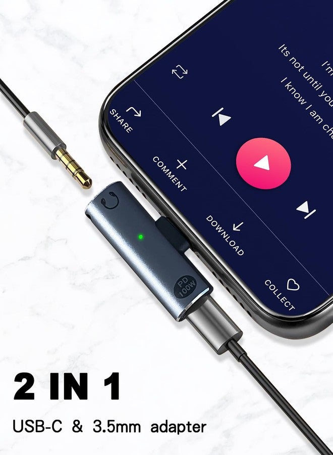Duttek USB C to 3.5mm Audio Adapter 100W PD, 2 in 1 USB C Splitter and TypeC Headphone Adapter for iPhone 16/15, Pixel 9 (1 Pack-Grey) - Image 4