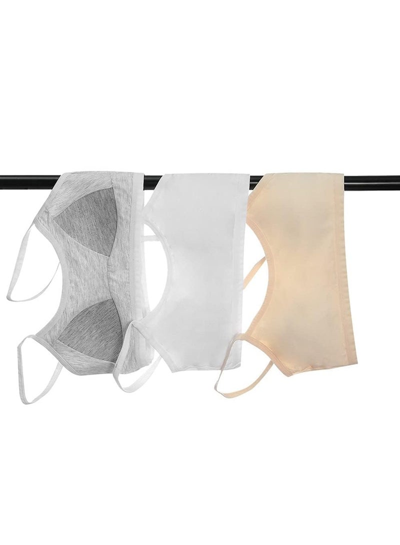 4 Pack Teen Girls' Training Bra Seamless Cotton Cami Wireless Bras Elastic Thin Shoulder Straps Soft Comfortable and Breathability, One Size - Image 2