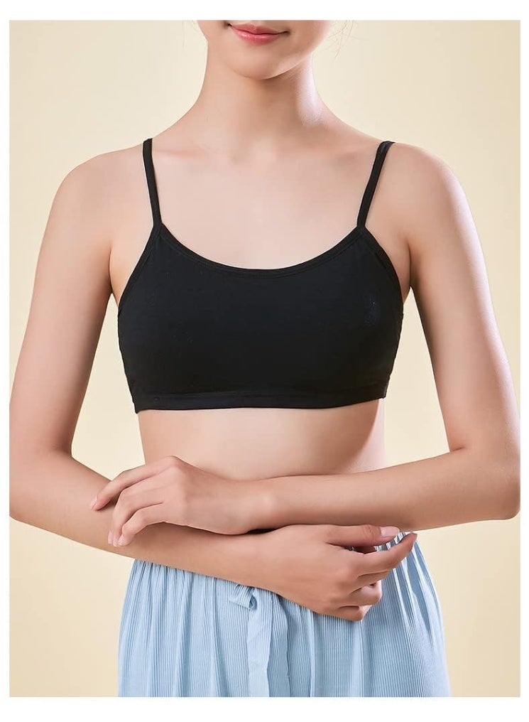 4 Pack Teen Girls' Training Bra Seamless Cotton Cami Wireless Bras Elastic Thin Shoulder Straps Soft Comfortable and Breathability, One Size - Image 4