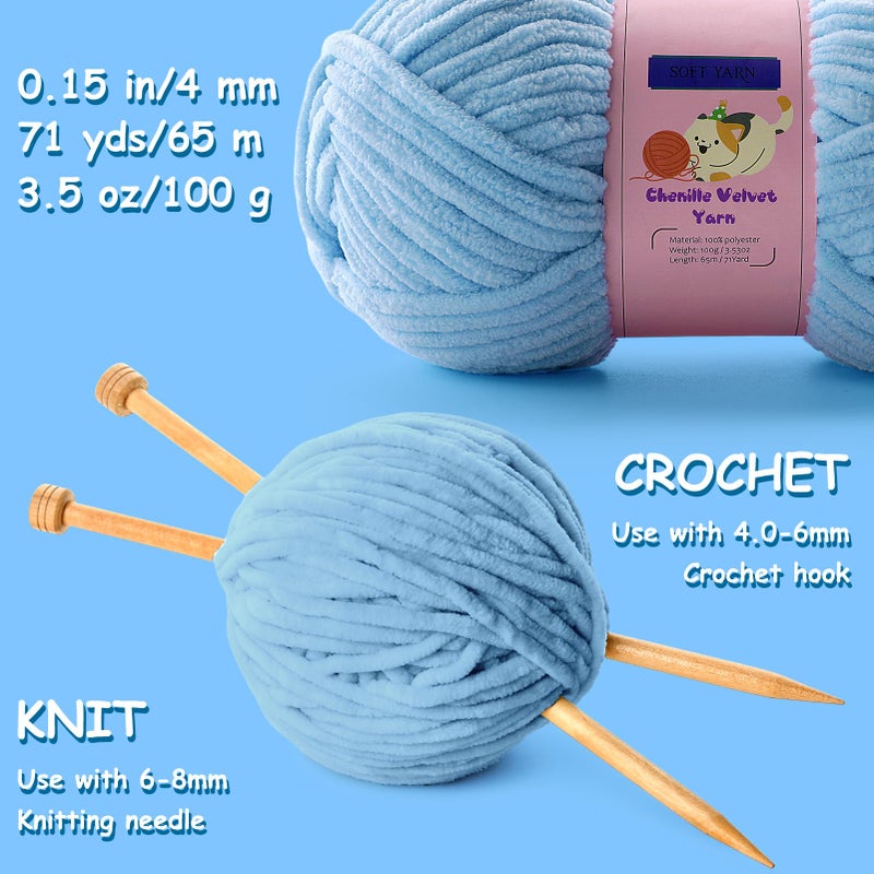 Mooaske 3 Pack Chunky Yarn for Crocheting - Chenille Bulky Blanket Yarn for Crochet and Knitting Blankets, Amigurumi, Craft, Hat, Shoes, Plush Fluffy Soft 71 yds/3.5 oz Each Skein (Pure White) - Image 3