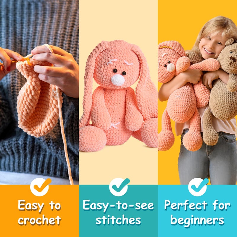 Mooaske 3 Pack Chunky Yarn for Crocheting - Chenille Bulky Blanket Yarn for Crochet and Knitting Blankets, Amigurumi, Craft, Hat, Shoes, Plush Fluffy Soft 71 yds/3.5 oz Each Skein (Pure White) - Image 2