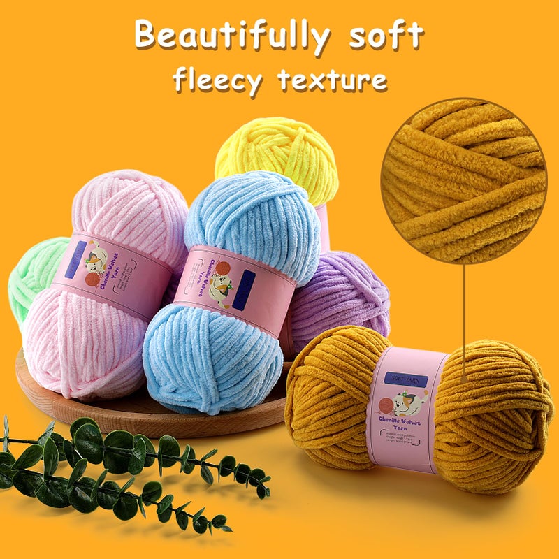Mooaske 3 Pack Chunky Yarn for Crocheting - Chenille Bulky Blanket Yarn for Crochet and Knitting Blankets, Amigurumi, Craft, Hat, Shoes, Plush Fluffy Soft 71 yds/3.5 oz Each Skein (Pure White) - Image 4