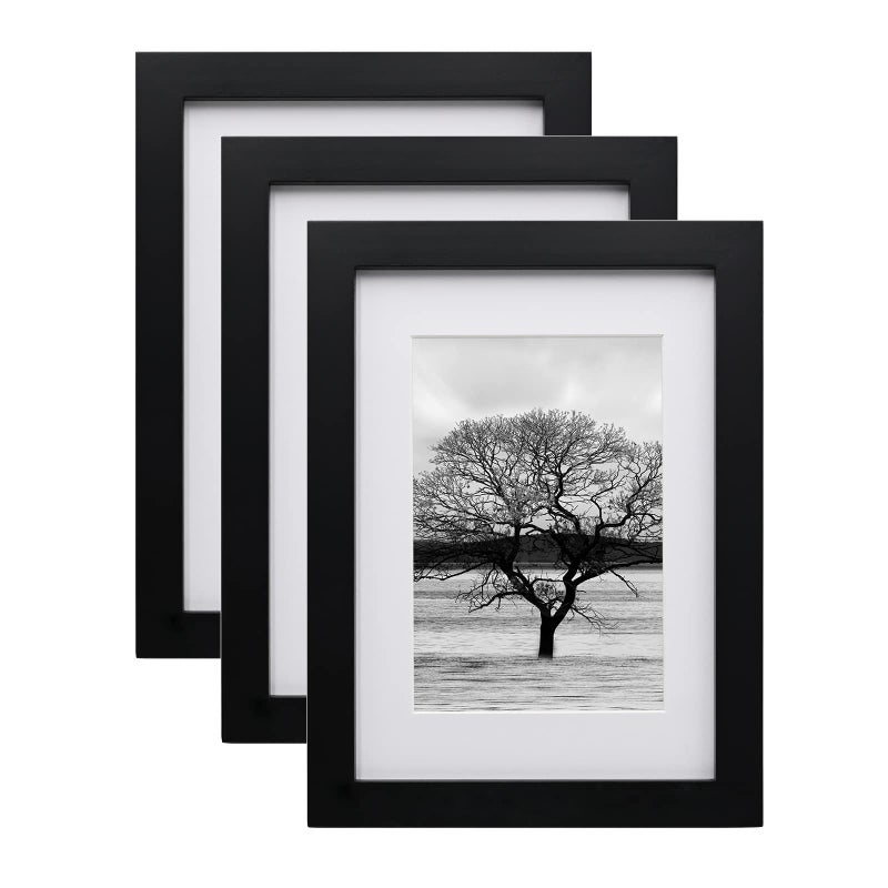 A5 FrameA5 Picture Frame 100 Solid Wood Matted for 6x4 A5 Photo Frame with Acrylic148x21cm Picture Frame for Tabletop and Wall MountingCertificate Frame for Portrait Set of 3Black