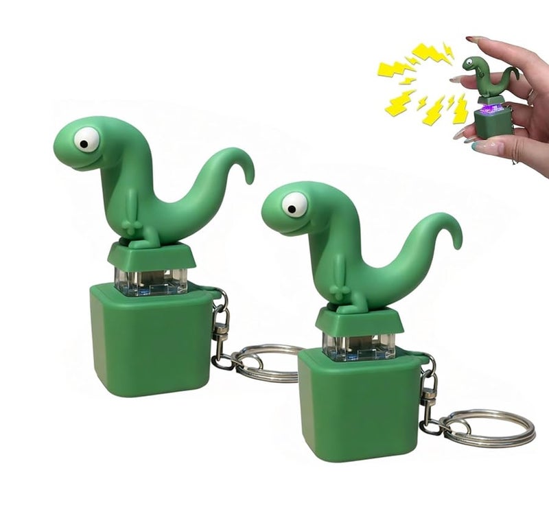2PC Lizard Button Sound Keychain Lizard Keychain Sound Button Fun Rechargeable Animal Keychains Stress Reliever with Colorful Lights Fun Portable Anxiety Relief for Adult - Image 1