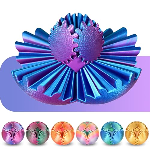 Olee Odee Gear Ball Fidget Toys Steampunk Gear Sphere Stress Relief for Kids Adults 3D Printed Unique Funny Gift for Christmas White Elephant Stocking Stuffer Ombre Purple - Image 1