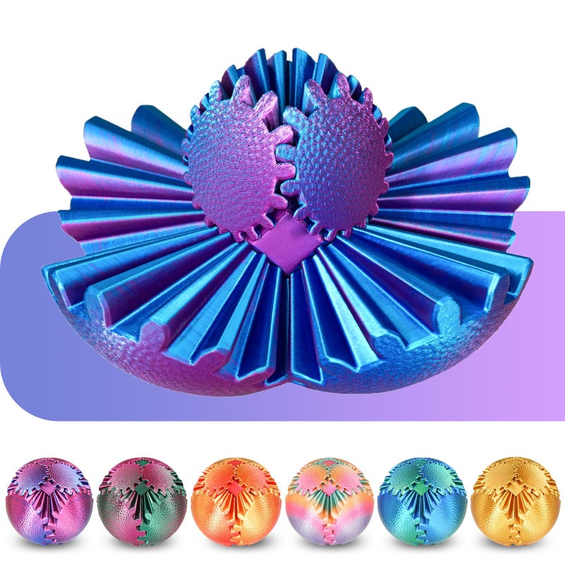 Olee Odee Gear Ball Fidget Toys Steampunk Gear Sphere Stress Relief for Kids Adults 3D Printed Unique Funny Gift for Christmas White Elephant Stocking Stuffer Ombre Purple - Image 3