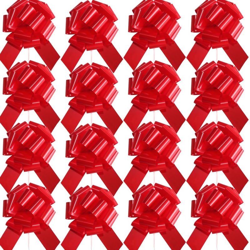 LHMTFCYY 16 Pcs Pull Bows for Gift Wrapping,6 Inch Gift Bows for Presents,Birthday,Anniversary,Party,Christmas,Wreath,Holiday Celebration Gift Decoration (16Pcs Red) - Image 1