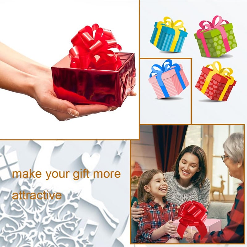 LHMTFCYY 16 Pcs Pull Bows for Gift Wrapping,6 Inch Gift Bows for Presents,Birthday,Anniversary,Party,Christmas,Wreath,Holiday Celebration Gift Decoration (16Pcs Red) - Image 3