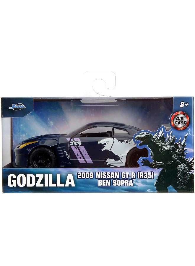 Jada Godzilla 2009 Nissan GTR R35 Ben Sopra Die-cast Car (1:32, Black/White) - Image 1