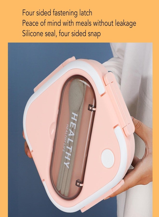 زيروديس علب غداء زيروديس، علب وجبات خفيفة بسيطة، علبة مع عيدان طعام وملعقة، سهلة الحمل، علبة تخزين طعام بثلاثة أقسام للعمل والسفر () - Image 3