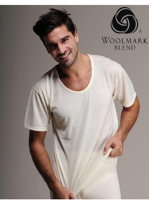 100 Men's Wool Short Sleeve Undershirt Single