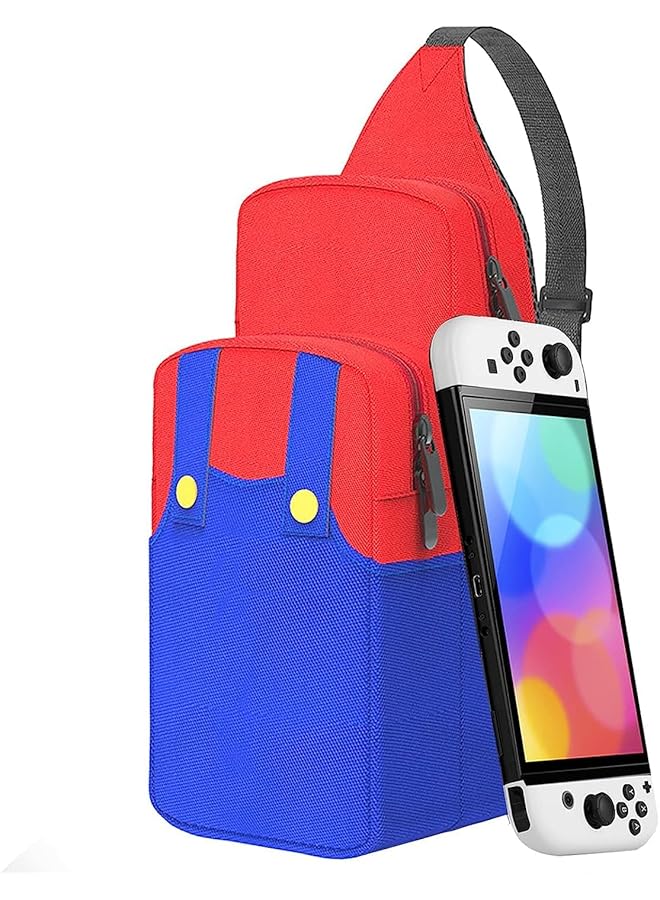 Super Mario Travel Bag Portable Small Sling Crossbody Shoulder Bag For Kids Boys Girls Lightweight One Strap Backpack For Nintendo Switch/Switch Oled Console Accessories For Hiking Walking Biking  - Image 1