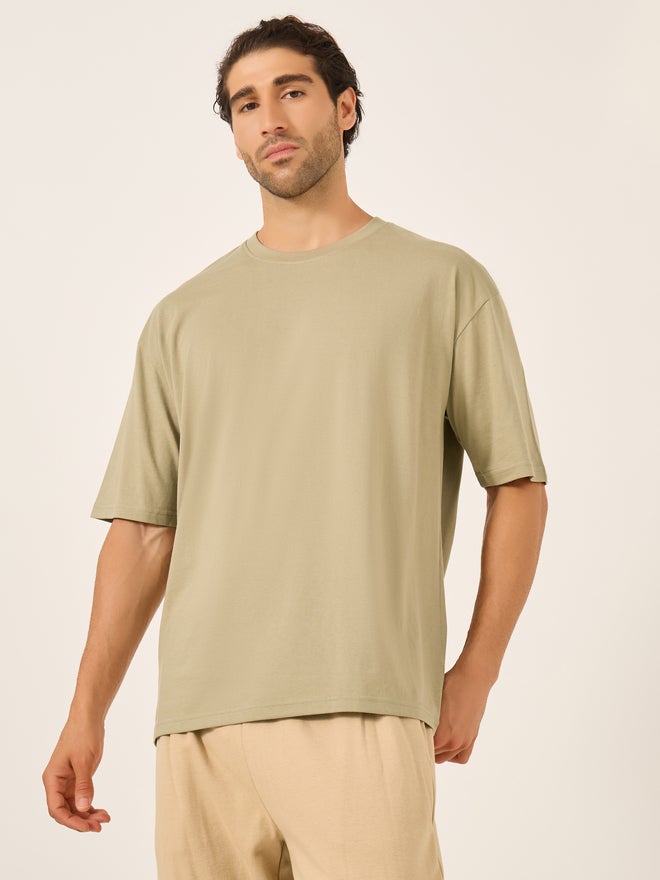 Styli Cotton Rich Oversized T-Shirt with Crew Neck - Image 1