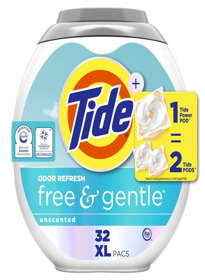 Tide PODS Free and Gentle Odor Refresh Laundry Detergent Packs, 32 Count, Hypoallergenic Laundry Detergent Pods - Image 1