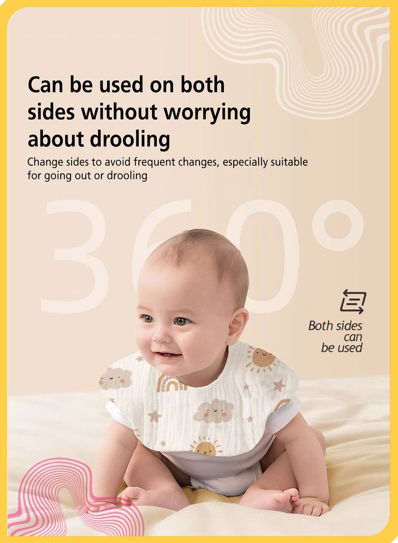 She&Little 6 Pcs Baby Bibs Set, Adjustable 360° Rotating Snap Baby Bandana Bibs, Dribble Bibs, Soft Cotton Baby Teething Bibs, Waterproof Drool Bibs for Newborns and Infants, Soft and Absorbent Cotton Fabric (0-36 Months) - Image 3