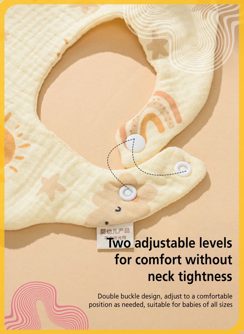 She&Little 6 Pcs Baby Bibs Set, Adjustable 360° Rotating Snap Baby Bandana Bibs, Dribble Bibs, Soft Cotton Baby Teething Bibs, Waterproof Drool Bibs for Newborns and Infants, Soft and Absorbent Cotton Fabric (0-36 Months) - Image 2
