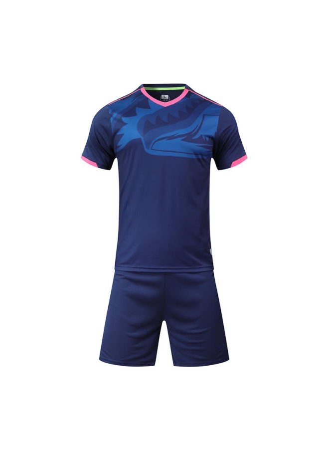 Navy Blue Speed Competition Training Sports Suit Uniform Print Number Football Training Uniform Boys And Girls Students