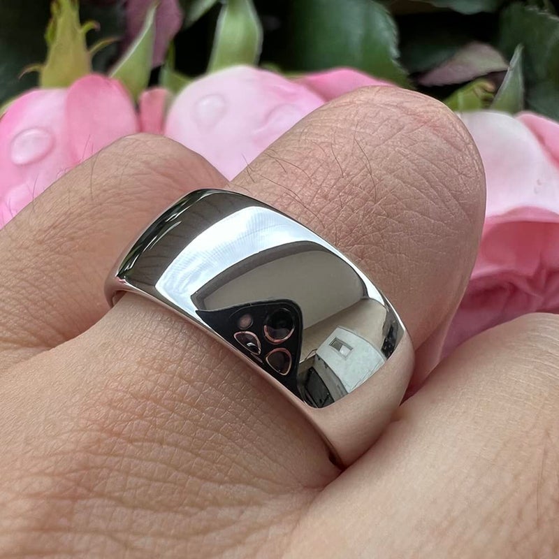 TUTISS 10mm White Tungsten Rings for Men Women Engagement Wedding Bands Domed Polished Comfort Fit Size 7 - Image 5