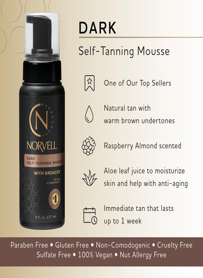 Norvell Sunless Dark Self Tanner Mousse with Bronzer 8 fl oz – Instant Natural Looking Fake Tan for a Bronzing Glow, Streak Free, Fast Drying, Long Lasting Sunless Tanning Color - Image 2