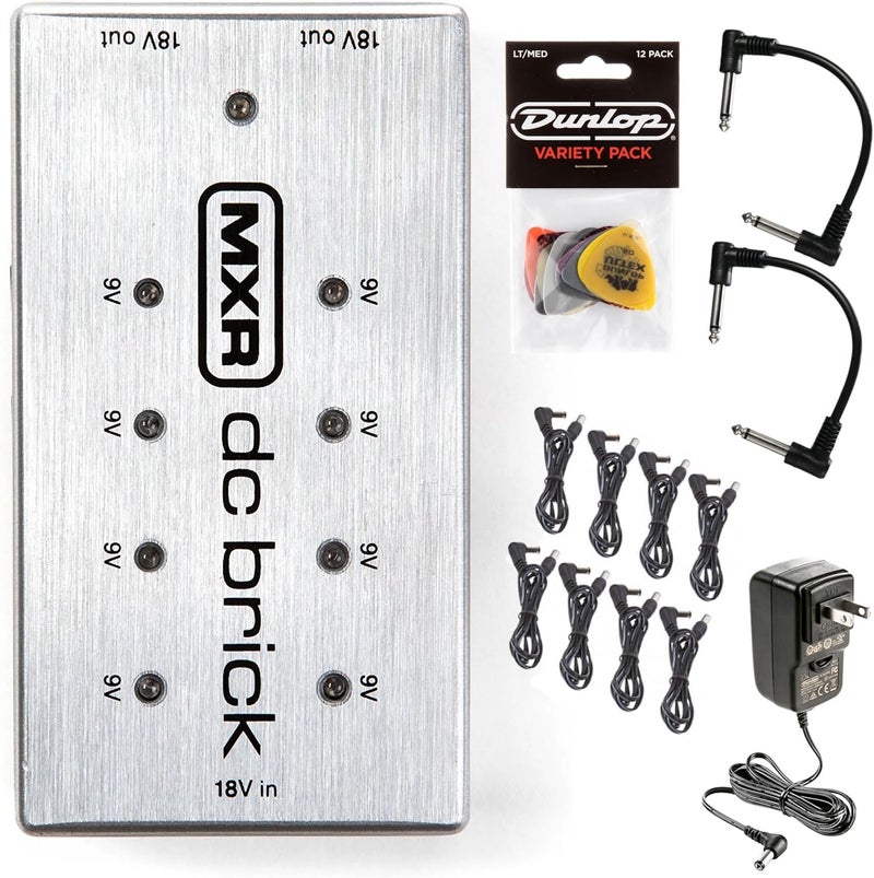 أم إكس آر حزمة إمداد الطاقة M237 DC Brick مع كابلي توصيل وعلبة معازف Dunlop PVP101 - Image 1