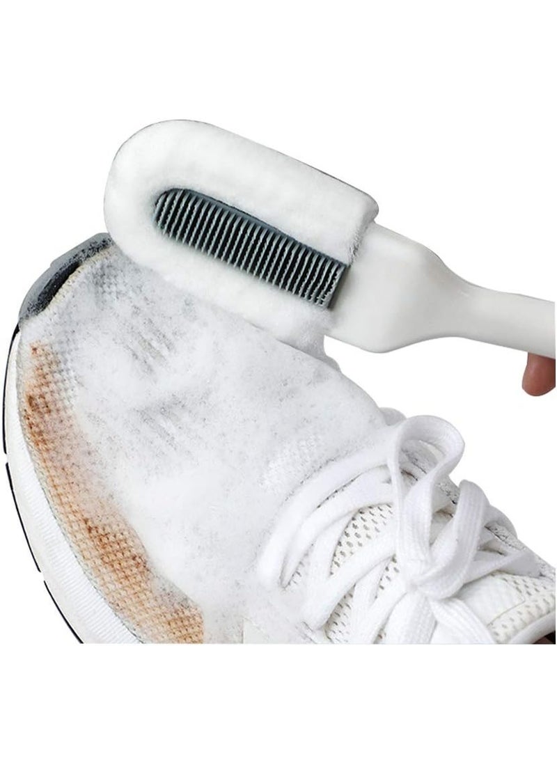 Meetion Professional Cleaning Shoe Brush, Multifunctional Long Handle Shoe Brush Cleaner, Hangable Soft Bristle Shoes Cleaning Scrubber (White)  - Image 1