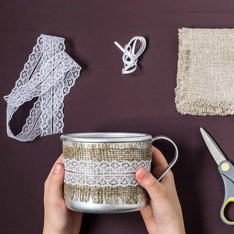 DIY Crafts أشغال يدوية 14824 شريط دانتيل قطن لدباغة التطريز زينة قماش دانتيل أفريقي، عبوة من 4 قطع 10x4، تصميم الحجم (متعدد الألوان) - Image 2