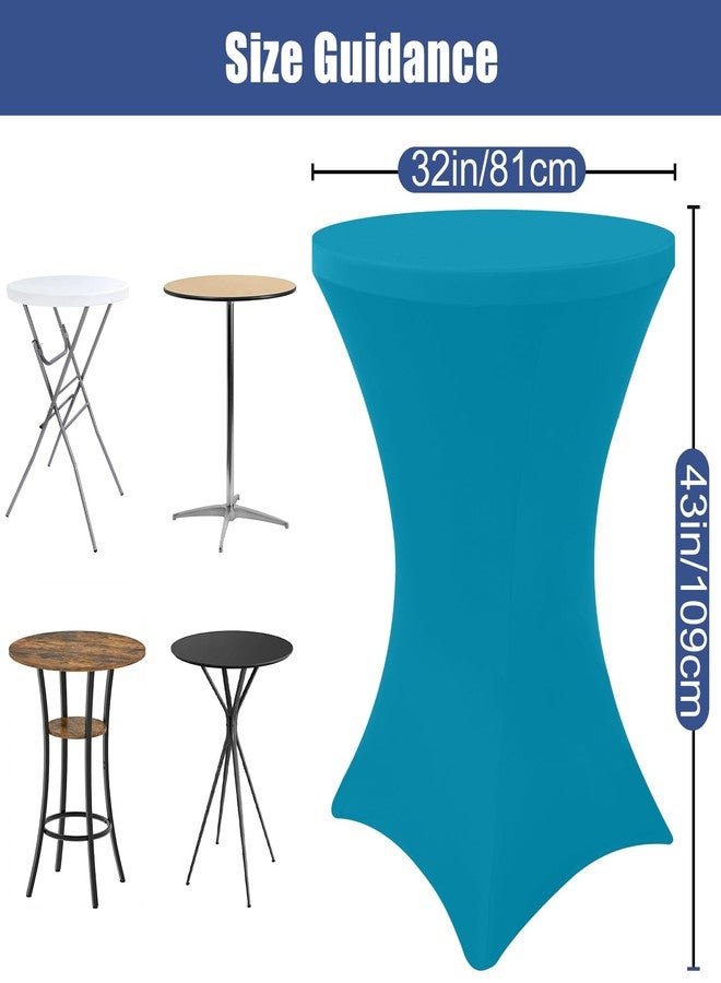 Moosfor Spandex Cocktail Table Covers 4 Pack, Elastic Fitted Stretch Table Cloth, Round High Top Tablecloths for Bar, Party, Pub, Wedding & Banquet (Turquoise, 32x43 Inch) - Image 3