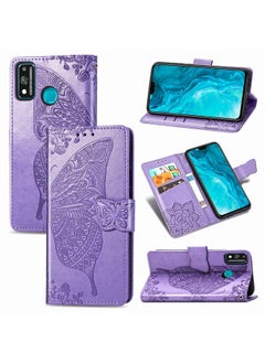 جرين تايجر جراب لهاتف Huawei Honor 9X Lite، جراب جلدي أفقي منقوش عليه زهرة حب الفراشة مع حامل / فتحة بطاقة / محفظة / حبل  - Image 1